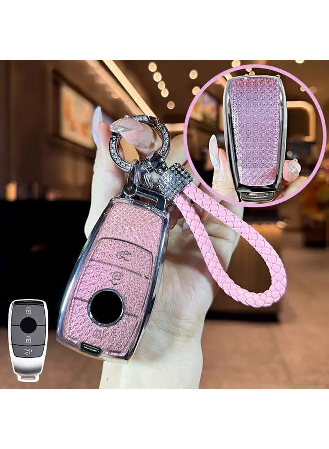 TPU Car Key Protective Case Fit For Mercedes Benz E C S GLC Class Pink Set 1 - Image 1