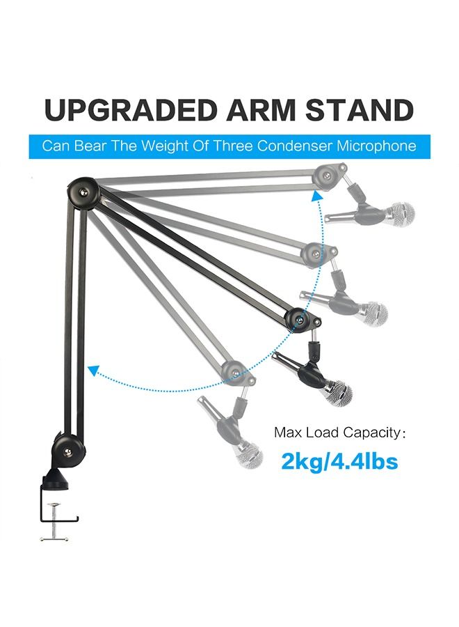BOMGE Microphone Arm Stands,Upgraded Desk Mic Scissor Suspension Boom for Voice Over Recording Gaming Streaming Karaoke Podcast - Image 4