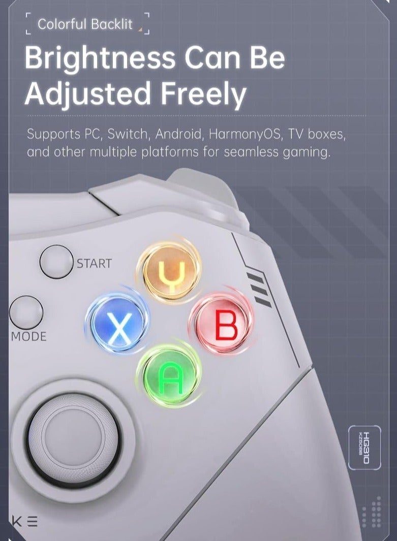 MACHENIKE G320 Wireless Game Controller (White) – 2.4G & Wired Gaming Gamepad with Backlit Buttons, Precision Joysticks, Compatible with Nintendo Switch, PC, Android, Windows, iPhone, iPad & TV - Image 4