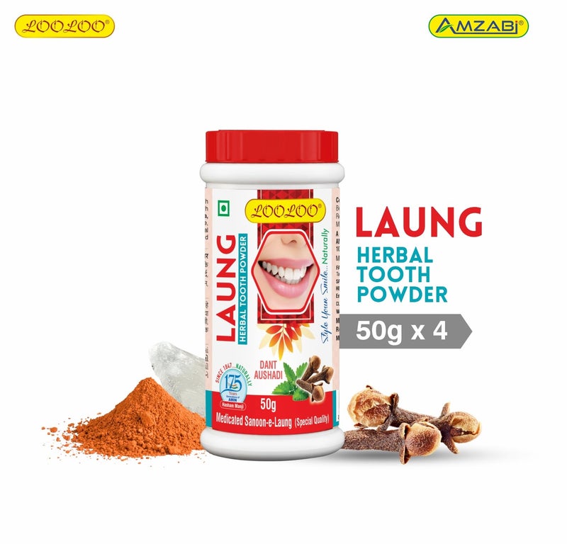 LOOLOO Herbal Medicated Gum Care Tooth Laung Powder |Tooth And Gum Powder |Prevents Gum Diseases & Relieves Inflammation-Pack Of 4 (50G Each) - Image 2