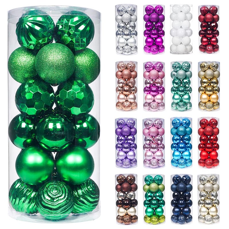 XmasExp 60mm236 Christmas Ball Ornaments Shatterproof Christmas Ornaments Set Decorations for Xmas Tree Balls  24ct 236 Green