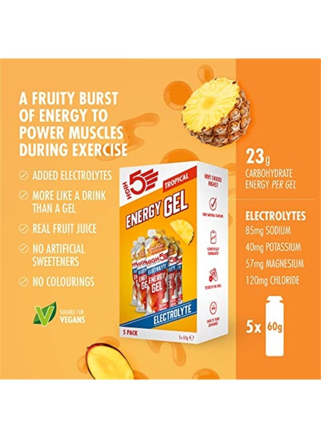 HIGH5 Energy Gels with Electrolytes – Tropical Flavour  | Quick Release Sports Gels, Caffeine-Free, Natural Fruit Juice | Running, Cycling & Endurance Fuel (5 x 60g) - Image 4