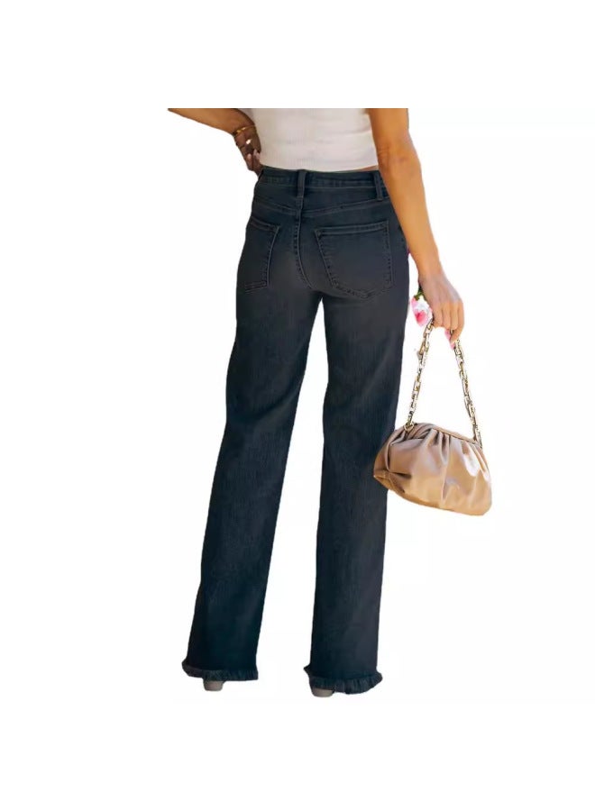 stylish Fashion Autumn New Casual Trousers Straight Leg Washed Jeans Women - Image 5