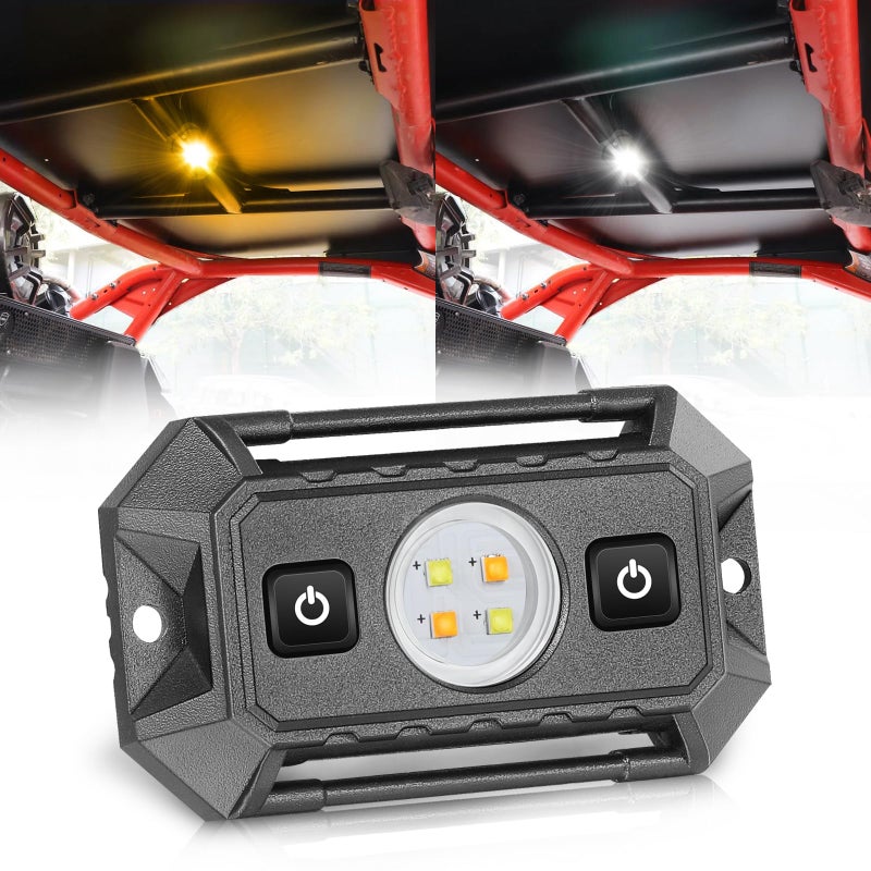 LTEODCHEW UTV Dome Light White and Amber Aluminum IP68 Waterproof Flood Beam Car Interior Lights 12V Wired Fits for 1754 Roll Bar for RZR Ranger X3 Wrangler Bronco Pickup Truck