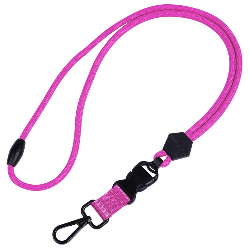 Wisdompro Breakaway Neck Lanyards, 23 inch Heavy Duty Round Cord Lanyard with Safety Breakaway Buckle, Detachable Buckle and Metal Hook for ID Card Badge Holder and Keys- Hot Pink - Image 1