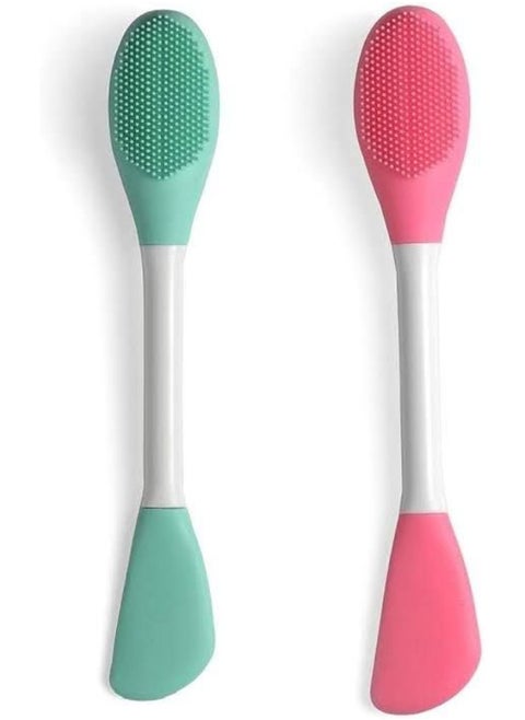 Silicone Face Mask Applicator, 2 in 1 Double-Sided Facial Scrubber Brush Tool, Double-Head Manual Cleansing Brush for Deep Gentle Exfoliating 1PCS (random color)B1