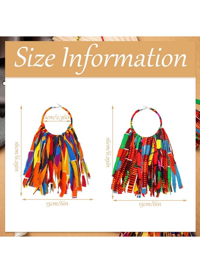 Sureio طقم أقراط توصيل من القماش الأفريقي مع 2 زوج من الأقراط الدائرية بتصميم أنقرة للأزياء الأفريقية، أقراط مطبوعة بالقماش للمجوهرات للنساء والفتيات، إكسسوارات - Image 3