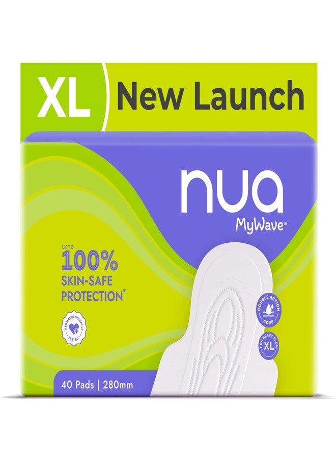 Nua Mywave Sanitary Pads | Pack of 40 | Long-Lasting Leak Protection | XL | Super Soft | Safe on Skin | For Heavy Flow | Indivdidual Wrapped - Image 1