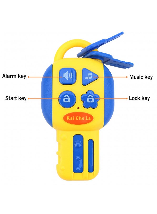 deAO Kids Steering Wheel for Backseat with Car Key Pretend Driving Simulated Driving Steering Wheel Toy with Light and Music Gifts for Kids (Yellow) - Image 4