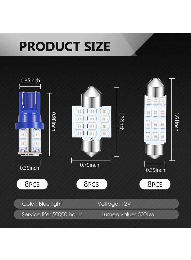 MUNTAQI LED Car Bulb Kit, 24 Pack Blue T10 31 mm 42 mm Dome Light, Festoon Interior Lights, Used for Car Interior Lights, Indoor Map Dome Lights, Trunk Lights, License Lights - Image 2