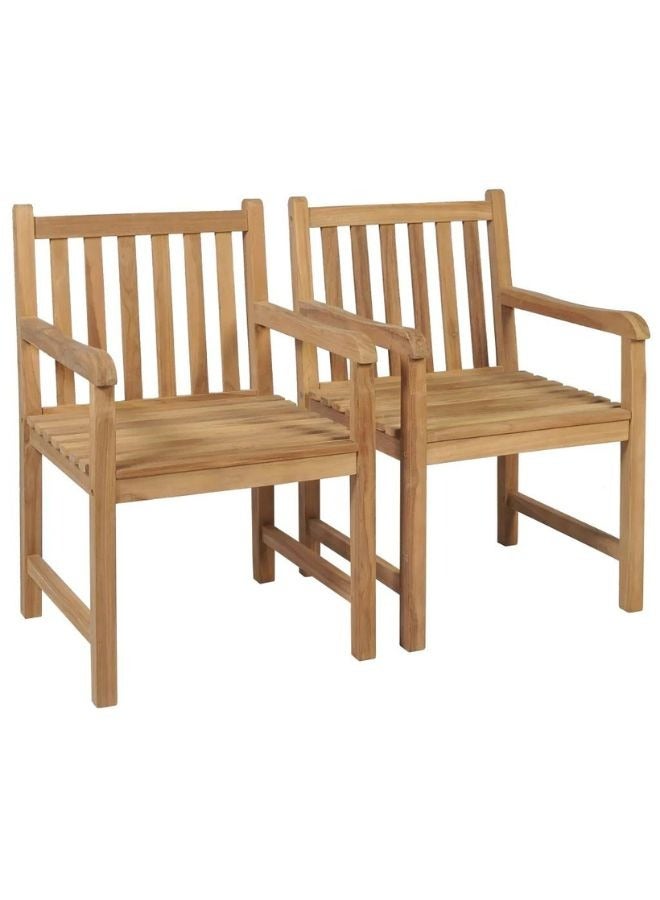 vidaxl vidaXL Garden Chairs 2 pcs with Light Blue Cushions Solid Teak Wood  - Image 2