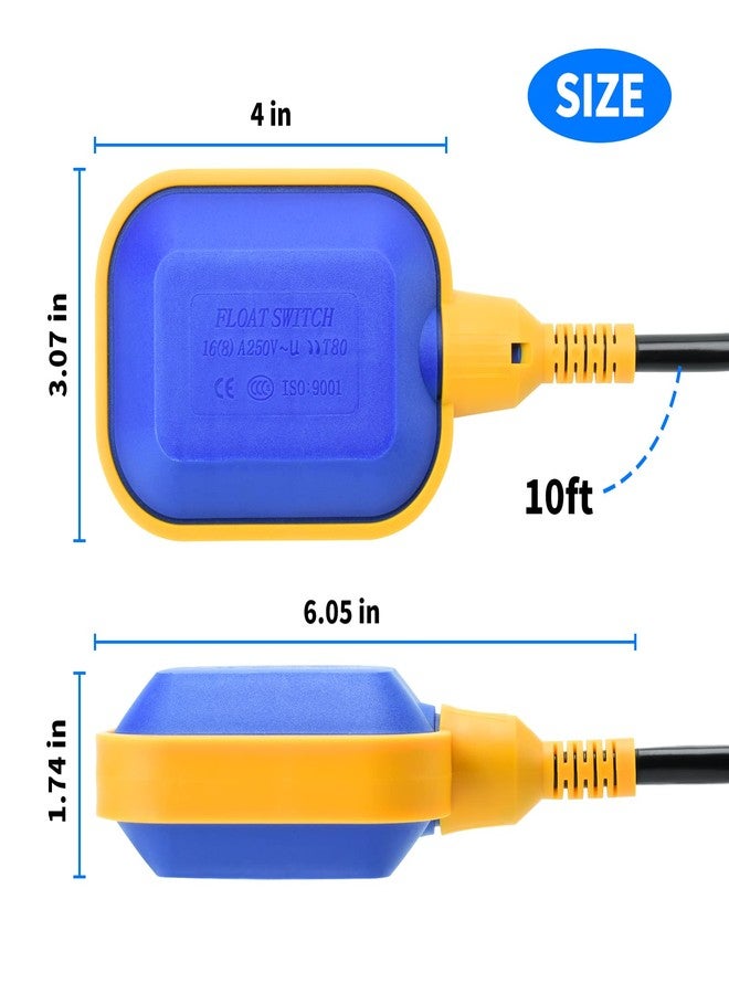briidea Float Switch for Sump Pump, Briidea Tethered Float Switch for Water Tank with 10ft Power Cord, 16 Amp Maximum Pump Run Current, IP 68 Waterproof, Ideal for Sewage Pool Pond - Image 5