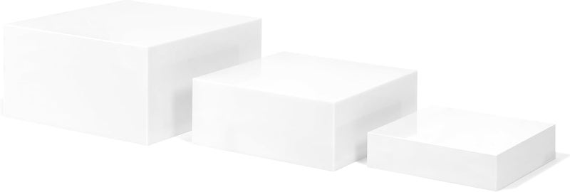 TPGP Red Co. Set of 3 Acrylic Cube Display Nesting Risers with Hollow Bottoms, White - Image 2