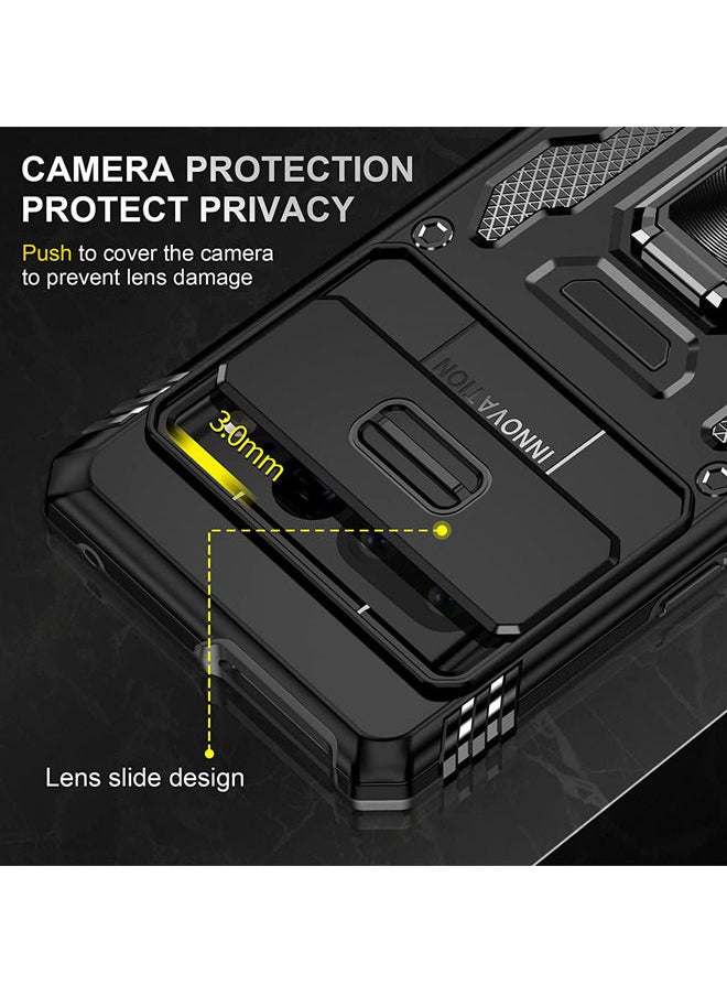 Rock Pow Pixel 7 Pro Case with Camera Cover & Kickstand, Built-in 360° Rotate Ring Stand Magnetic Protective Case for Google Pixel 7 Pro Black  - Image 5