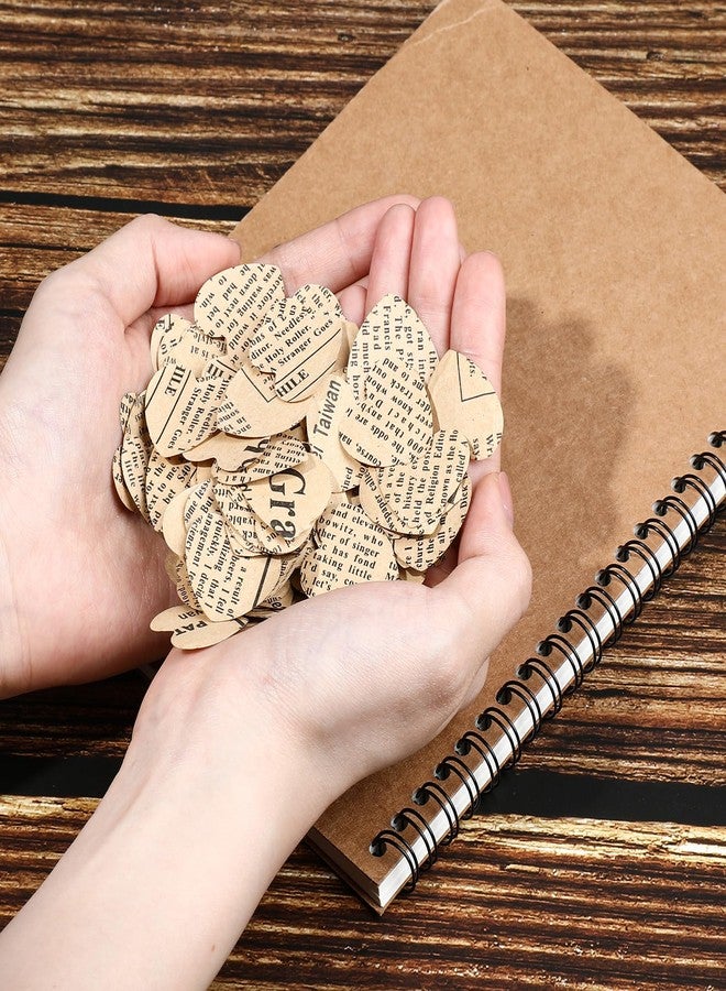 Marspark 1200 Pcs Book Page Heart Confetti 1 Inch Vintage Newspaper Wedding Table Confetti Classic Novel Party Decorations for Book Themed Party Decor Birthday Photo Prop Bridal Shower(Khaki) - Image 5