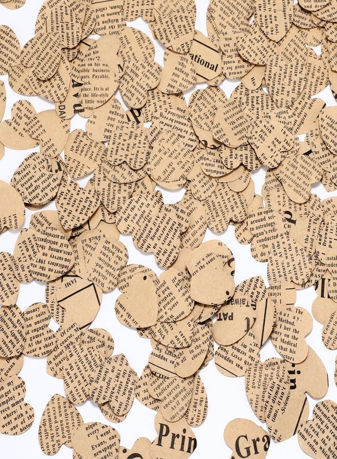Marspark 1200 Pcs Book Page Heart Confetti 1 Inch Vintage Newspaper Wedding Table Confetti Classic Novel Party Decorations for Book Themed Party Decor Birthday Photo Prop Bridal Shower(Khaki) - Image 1