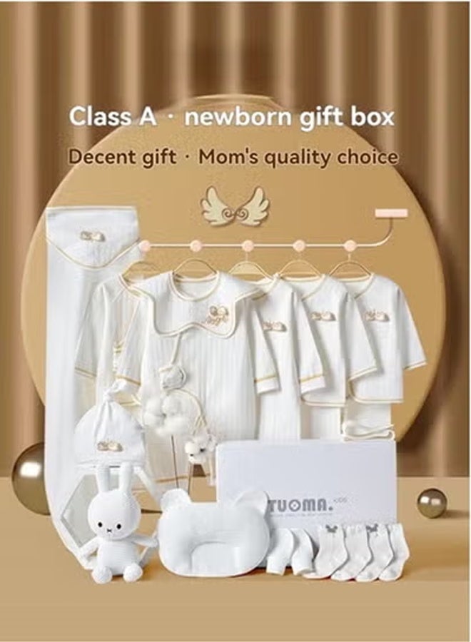 Beauenty طقم هدايا للأطفال حديثي الولادة 21 قطعة، طقم هدايا للأطفال حديثي الولادة للأولاد والبنات، ملابس وإكسسوارات أساسية للأطفال مع صندوق، ملابس أطفال قطنية فاخرة - Image 2