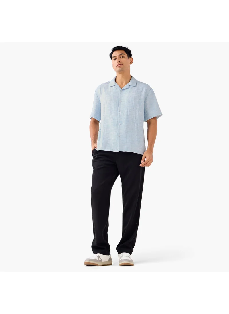 Iconic Iconic Regular Fit Crinkle Textured Collared Shirt