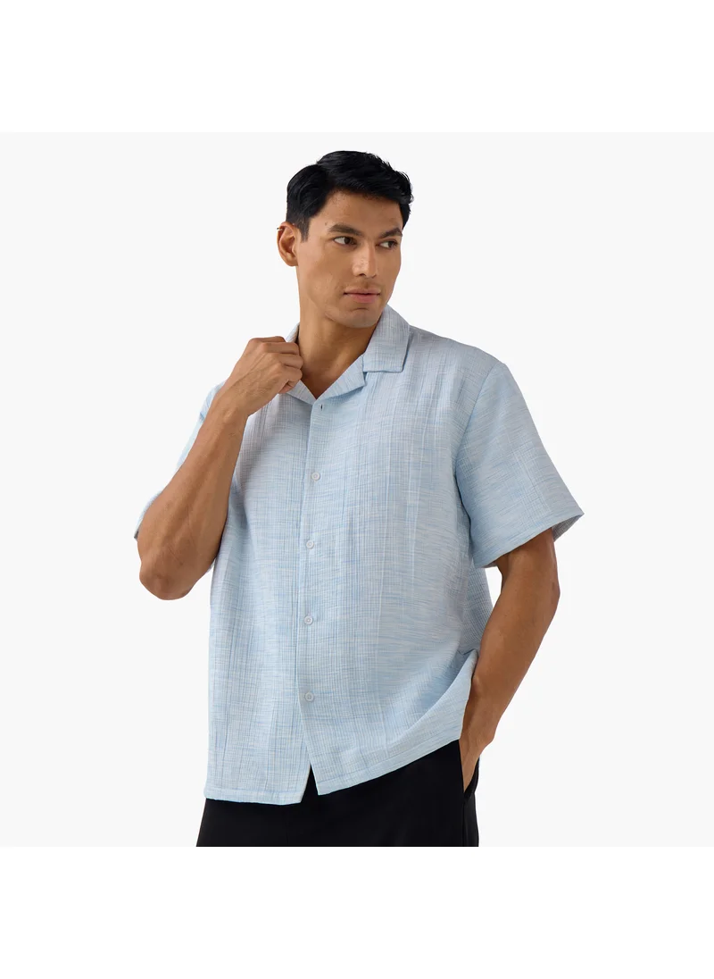 Iconic Iconic Regular Fit Crinkle Textured Collared Shirt
