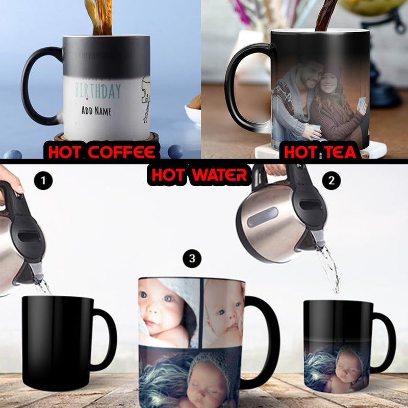 Magic Mug, Heat Changing Color, Personlised Black Ceramic Magic Mug Gift for Family, Friends, Valentine, Anniversary, Birthday or Any Other Special Occasion - Image 4