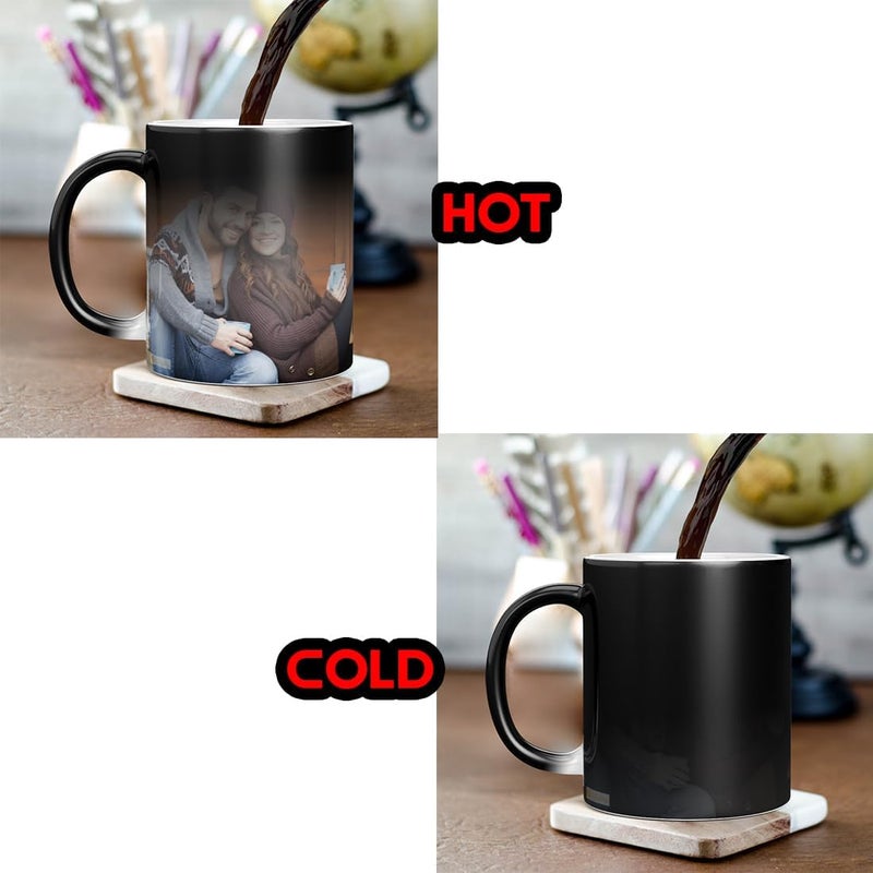 Magic Mug, Heat Changing Color, Personlised Black Ceramic Magic Mug Gift for Family, Friends, Valentine, Anniversary, Birthday or Any Other Special Occasion - Image 5