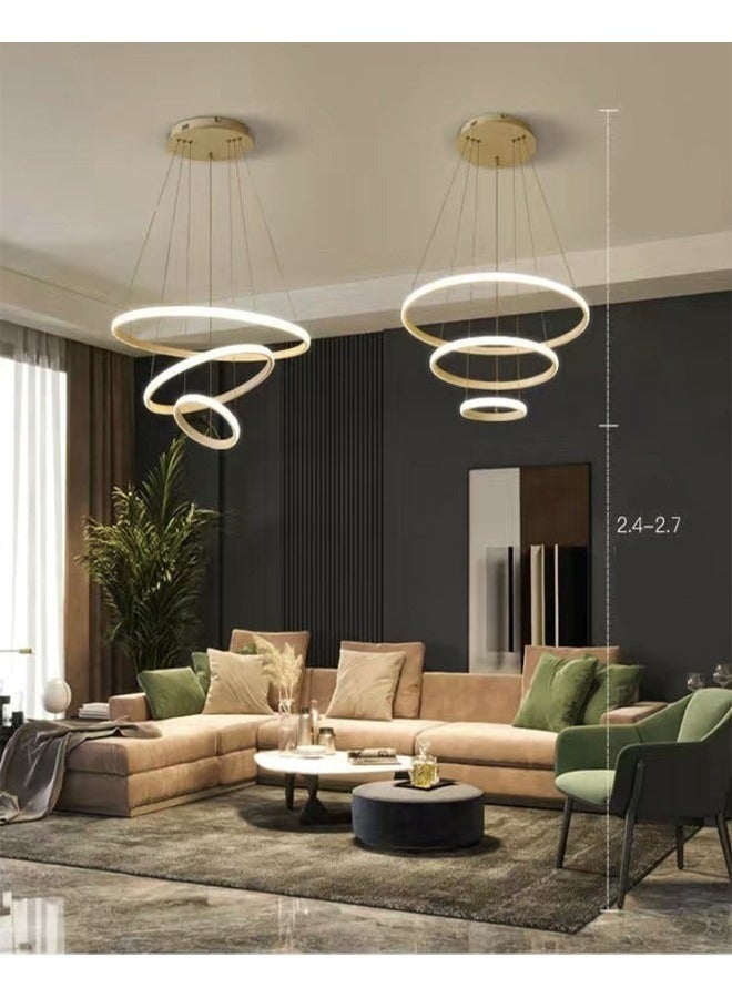 رافين مجموعة من مصباحين LED حديثين معلقين بحلقات دائرية قابلة للتعديل، ثريا معاصرة معلقة في السقف لغرفة المعيشة وغرفة الطعام وغرفة النوم والمكتب - Image 1