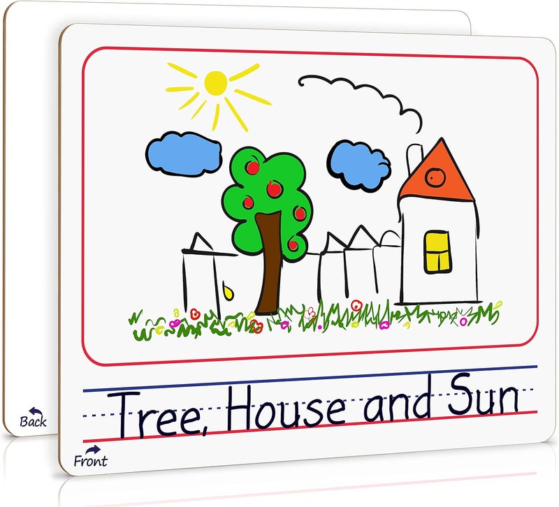 Scribbledo Double Sided Whiteboard 9”x12” Story Lined Dry Erase Board for Kids Writing Board Age 3-5 Practice Drawing Small White Board Teacher Elementary Grade 1 Kindergarten Preschool - Image 1