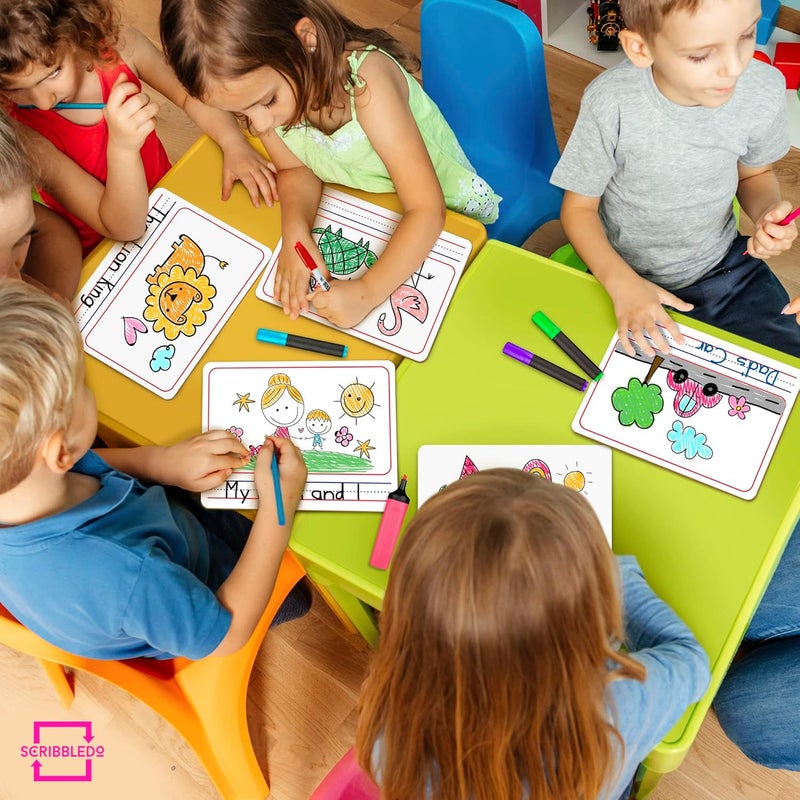 Scribbledo Double Sided Whiteboard 9”x12” Story Lined Dry Erase Board for Kids Writing Board Age 3-5 Practice Drawing Small White Board Teacher Elementary Grade 1 Kindergarten Preschool - Image 2