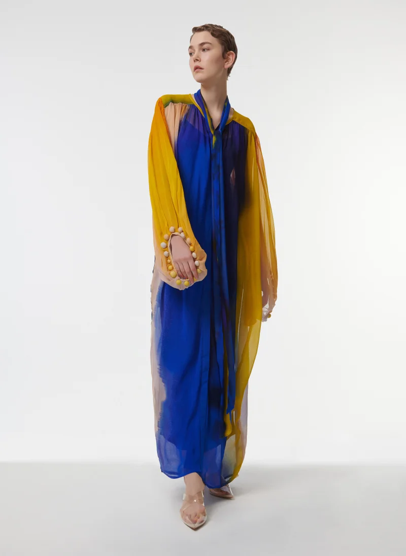 leem Colour Block Scarf Detail Kaftan