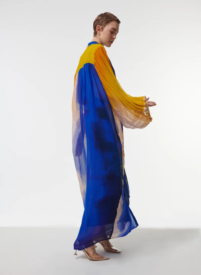 leem Colour Block Scarf Detail Kaftan