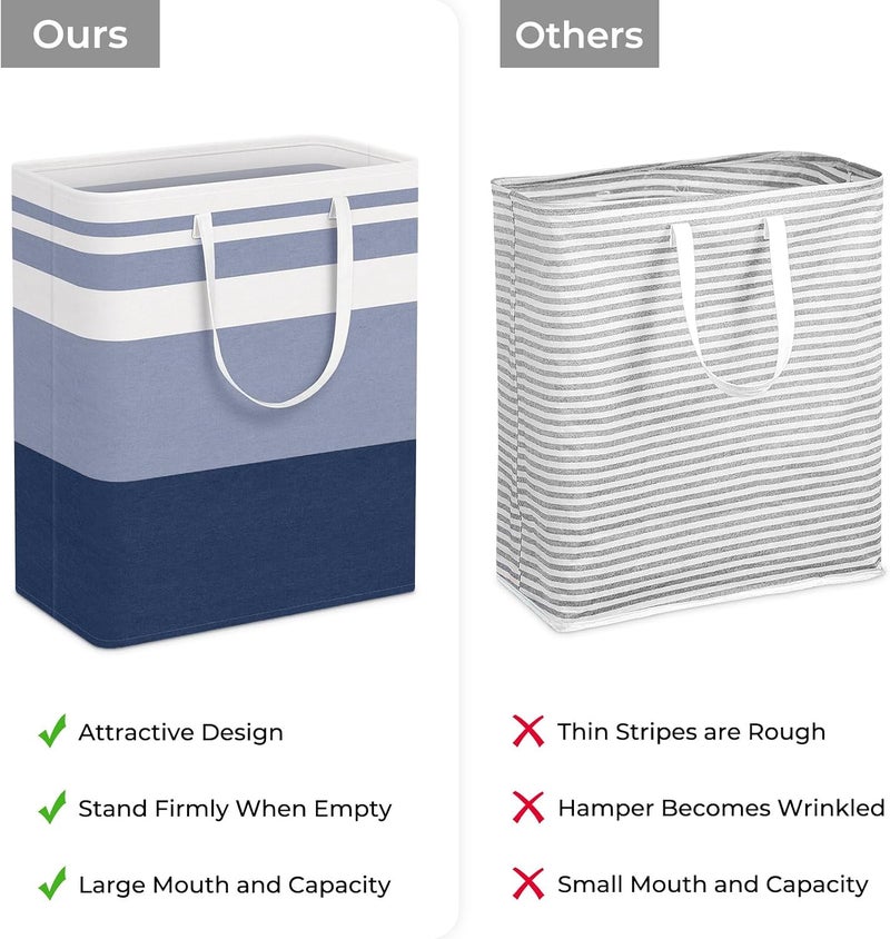 HomeHacks 2-Pack Large Laundry Basket, Waterproof, Freestanding Laundry Hamper, Collapsible Tall Clothes Hamper with Extended Handles for Clothes Toys in the Dorm and Family (Blue, 125L) - Image 3