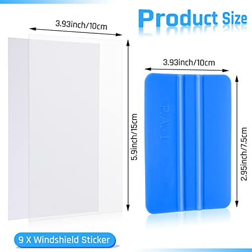 Zonon 9 Sheets Windshield Sticker Applicator and Blue Plastic Hand Applicator Squeegee Static Cling Window Film Clear Car Window Stickers 4 x 6 Inches Automotive Decals, Easy to Remove and Reapply - Image 3