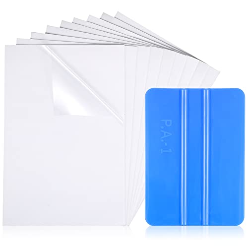 Zonon 9 Sheets Windshield Sticker Applicator and Blue Plastic Hand Applicator Squeegee Static Cling Window Film Clear Car Window Stickers 4 x 6 Inches Automotive Decals, Easy to Remove and Reapply - Image 1