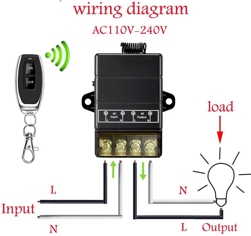 donjon VONVOFF Wireless Remote Switch,AC110V/120V/240V/ 30A Relay RF Remote Control Light Switch with 328ft Long Range,Wireless ON/Off Switch kit for Pump lamp,Motor,Fan,Security Systems,Light,Garage Door. - Image 2