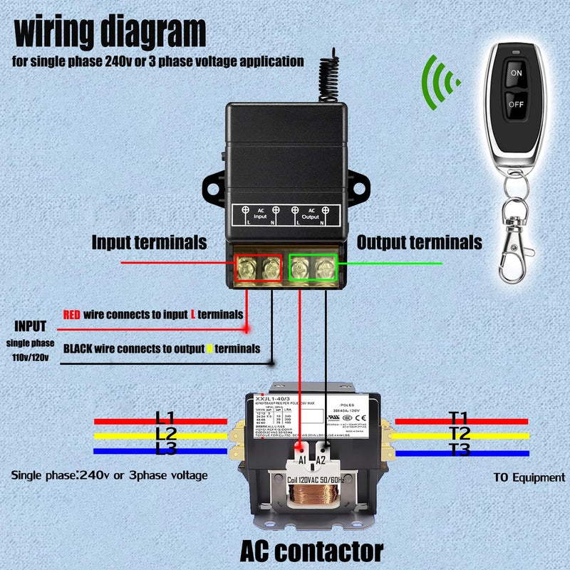 donjon VONVOFF Wireless Remote Switch,AC110V/120V/240V/ 30A Relay RF Remote Control Light Switch with 328ft Long Range,Wireless ON/Off Switch kit for Pump lamp,Motor,Fan,Security Systems,Light,Garage Door. - Image 4