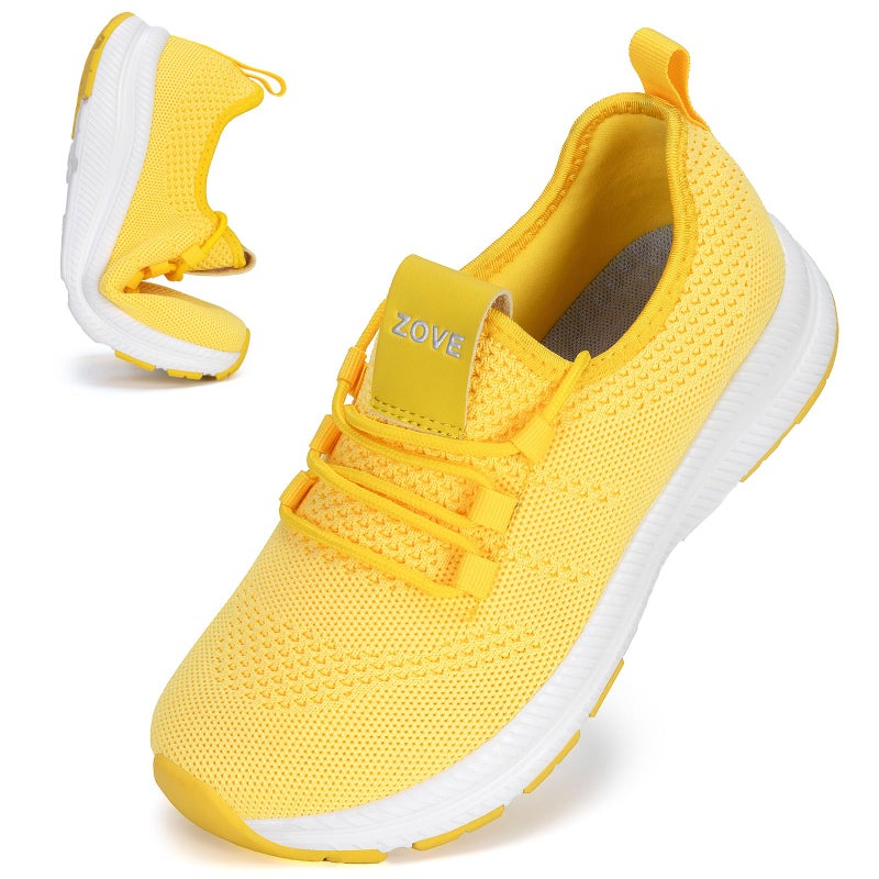 ZOVE Wide Toe Box Shoes Women Extra Wide Width Sneakers Ultra Light Road Running Shoes Non-Slip Tennis Sneakers Breathable Walking Athletic 8803 Yellow 40 - Image 1