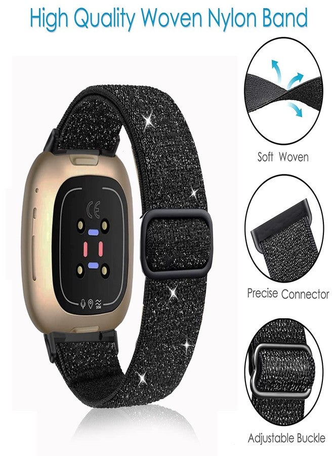 عبوة من 4 أربطة نايلون مرنة متوافقة مع Fitbit Versa 4/Versa 3/Sense 2/Sense، سوار معصم رياضي بديل قابل للتعديل مصنوع من النايلون الناعم والمسامي، مناسب للرجال والنساء - اللون 403 - Image 2