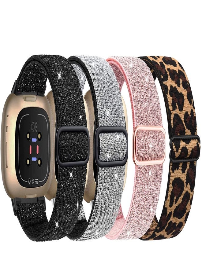 عبوة من 4 أربطة نايلون مرنة متوافقة مع Fitbit Versa 4/Versa 3/Sense 2/Sense، سوار معصم رياضي بديل قابل للتعديل مصنوع من النايلون الناعم والمسامي، مناسب للرجال والنساء - اللون 403 - Image 1