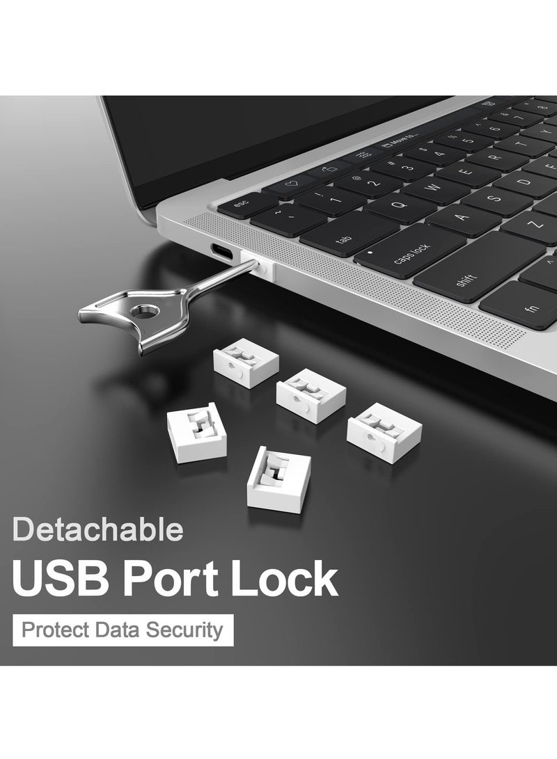 10-Pack USB Port Blocker Set with Key, Locking Dust Caps for Computers, TVs and Routers, Compatible with USB-A Female Ports, White  - Image 3
