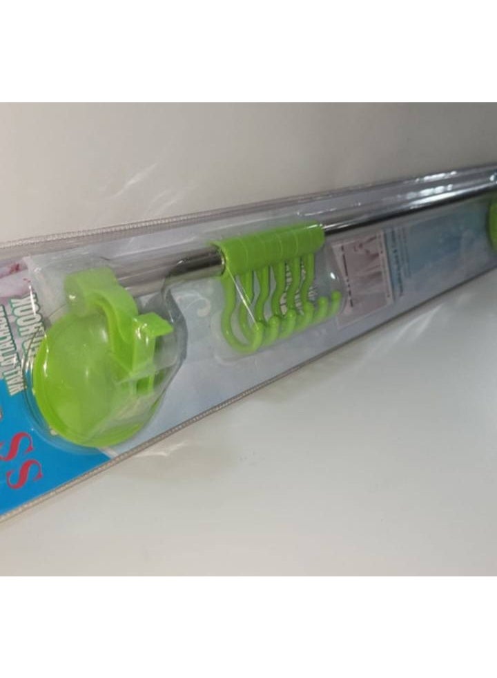 Stainless Steel Kitchen Utensil Rack with Multiple Hooks – Strong Suction Base, No Drilling or Nails – Easily Organizes Your Kitchen and Bathroom