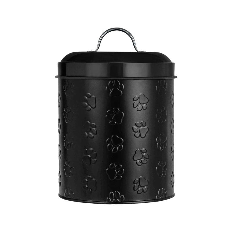 Amici Home Amici Puppy Paws Embossed Pet Food Canister, Pet Storage Containers, Airtight Lid, Dog Treat Jar, Rustic Metal Treat Canister for Kitchen Counter (Black, 140 Oz) - Image 1
