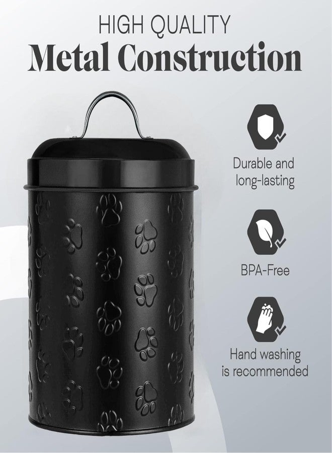 Amici Home Amici Puppy Paws Embossed Pet Food Canister, Pet Storage Containers, Airtight Lid, Dog Treat Jar, Rustic Metal Treat Canister for Kitchen Counter (Black, 140 Oz) - Image 2