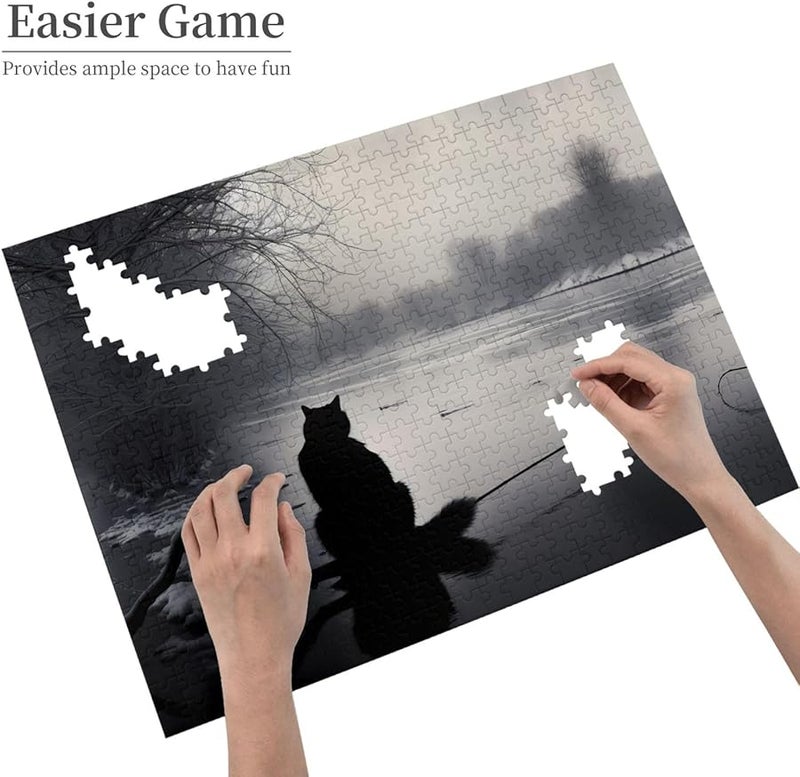 لغز بازل فايا القط الأسود في الثلج 500 قطعة للكبار ديكور منزلي هدية - Image 4