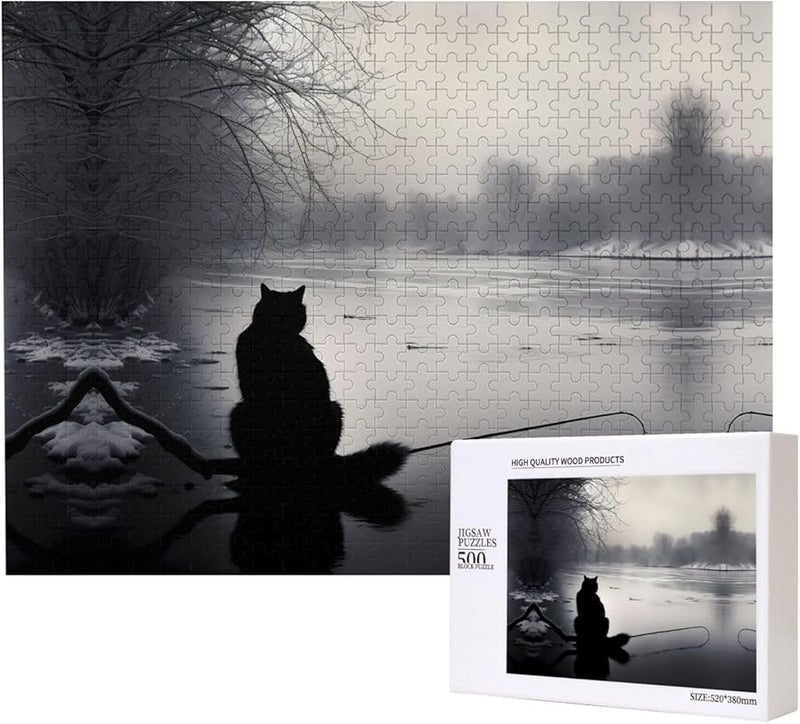 لغز بازل فايا القط الأسود في الثلج 500 قطعة للكبار ديكور منزلي هدية - Image 1
