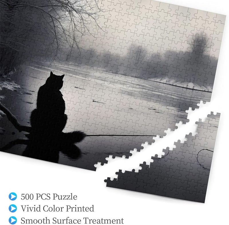 لغز بازل فايا القط الأسود في الثلج 500 قطعة للكبار ديكور منزلي هدية - Image 3