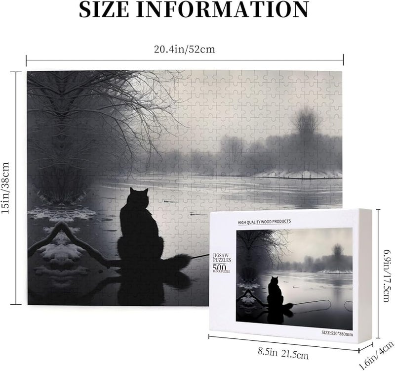 لغز بازل فايا القط الأسود في الثلج 500 قطعة للكبار ديكور منزلي هدية - Image 5
