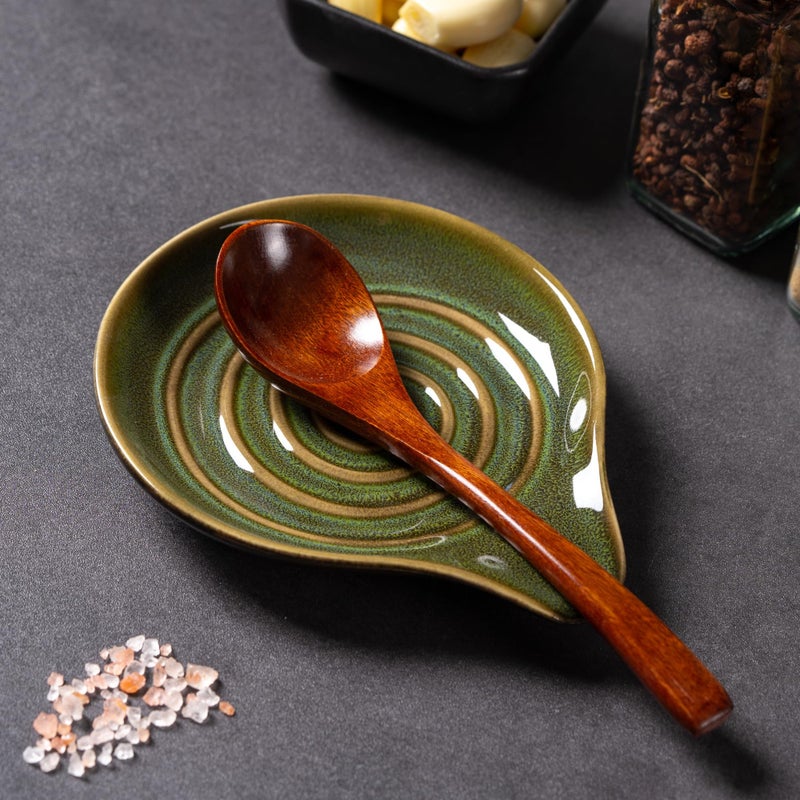 Caigmo Large Spoon Rest for Stove Top, 6" Ceramic Spoon Holder for Kitchen Countertop, Coffee Spoon Rest, Cooking Spatula Holder for Spoons, Ladles or Tongs, Gift Greenï¼ˆNo spoon includedï¼‰ - Image 5