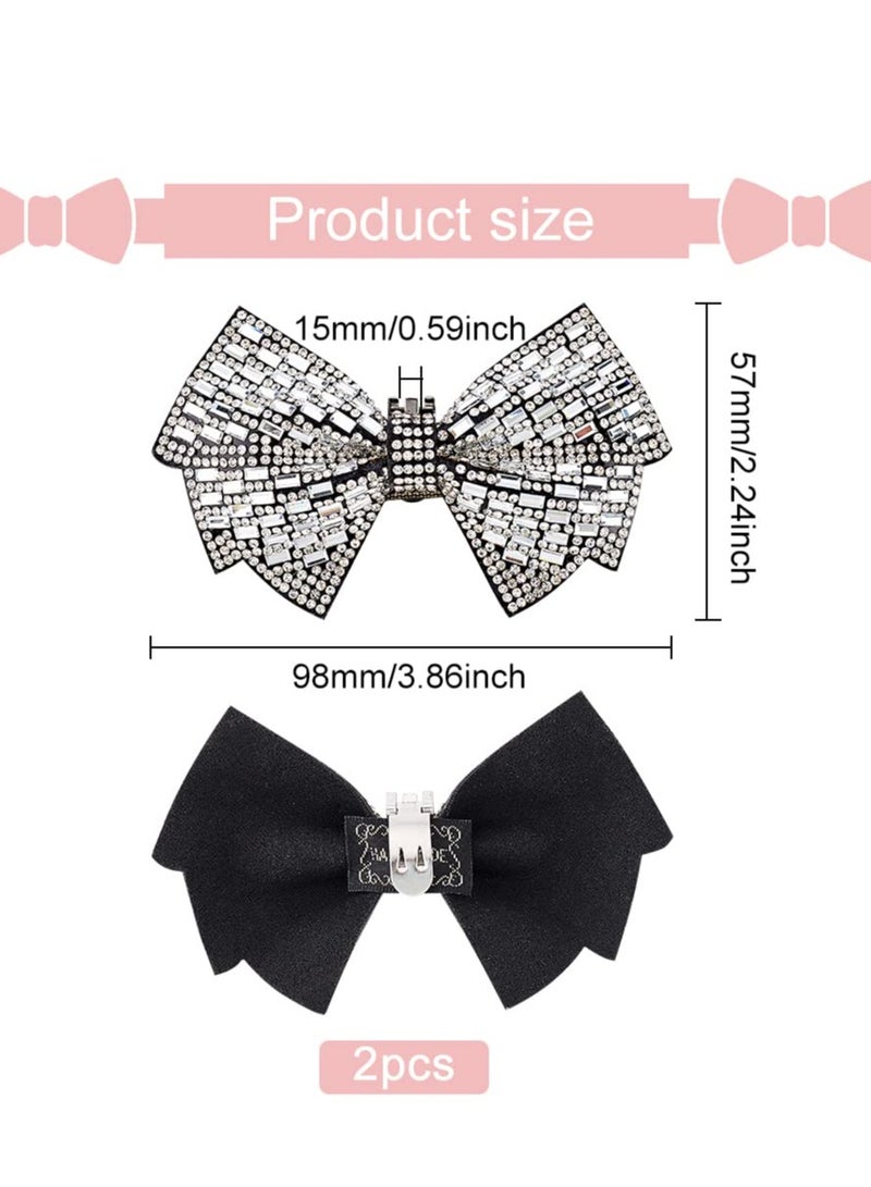 SOLARAE 1 Pair Bow Shoe Clip, Sliver Crystal Rhinestone Shoe Buckle Detachable Shining Shoes Decorations Jewelry Shoe Clips, for Heels Flats Pumps Decorative Shoe Accessoriesecoration (Silver) - Image 2
