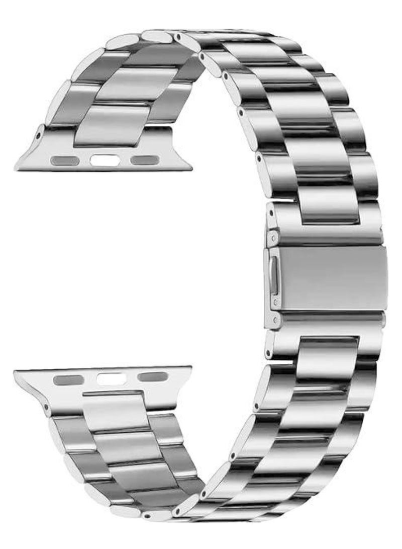 BORTONY Stainless Steel iWatch Band Compatible with 42mm, 44mm, 45mm, and 49mm Models | For Apple Watch Series 8, 7, 6, 5, SE, SE2, Ultra, and Watch Ultra 49mm | Premium Metal Watch Strap for Elegant, Durable, and Comfortable Wear - Image 1