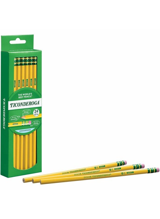 Ticonderoga Wood-Cased Pencils, Unsharpened, 2 HB Soft, Yellow, 24 Count - Image 4